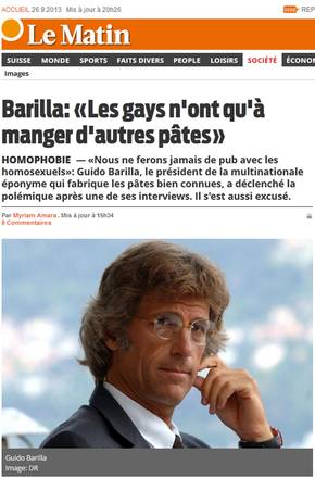 GAY: PAROLE DI BARILLA FANNO IL GIRO DEL MONDO