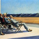 Edward Hopper, People In The Sun, 1960, olio su tela, collezione privata, 152.78×101.98 cm . Fair Use  artrenewal.org