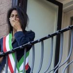 Rome’s Mayor Raggi during the settlement ceremony at Campidoglio