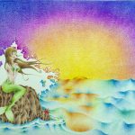 Disegno a mano, tecnica matite colorate La sirena 40×60